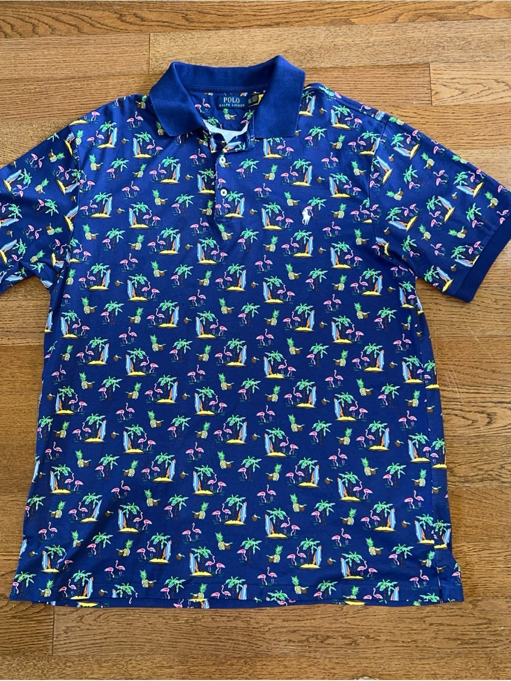 Polo Ralph Lauren Mens Cotton Tropical Flamingo Polo Shirt Sz XLT Resort Colorfu